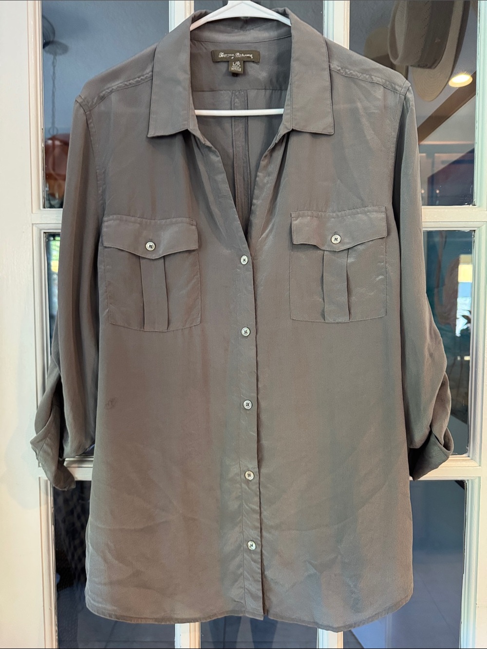 Tommy Bahama hundred percent silk button-down shirt size L